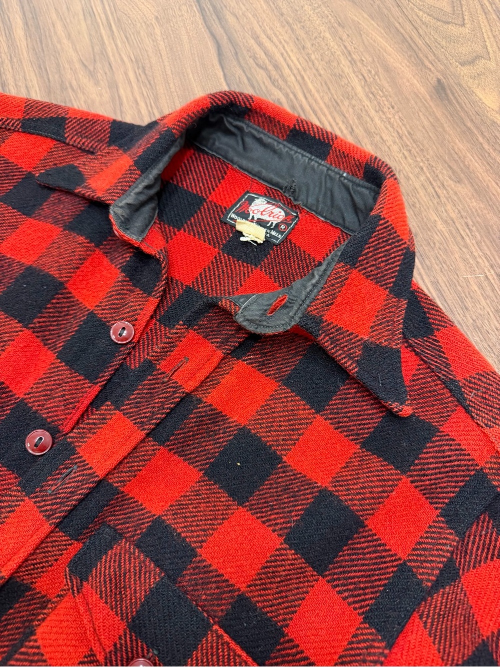 Vintage Woolrich 100% wool Red and Black Buffalo Plaid Button-Down Shirt